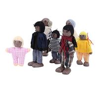 Conjunto de Títeres Familiares, Muñecas Flexibles Sostenibles Duraderas en Madera de Madera de No Tóxica, Muñecas Familiares, Hogar Familiar para Niños (7 títeres Negros)