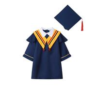 Conjunto de Toga y Birrete graduación Gorra Vestido con Borla Brillante jardín Infantes Manga Larga, Adolescente Infancia Unisex Mate para niños 2025