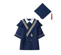 Conjunto de Toga y Birrete graduación Gorra Vestido con Borla Brillante tasel tacha Juego 3 Piezas jardín Infancia Unisex Mate para niños 2 a 12 años