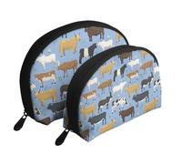 Conjunto de toros y Vacas Animales de Granja Ganado mamífero, Bolsa de Maquillaje de Concha, Monedero pequeño para Mujer, Bolsa de artículos de tocador, Bolsa de cosméticos, 2 Piezas