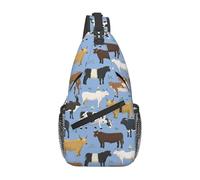Conjunto de toros y vacas, animales de granja, ganado, mamíferos, bolso bandolera para hombre, pequeño, para viajes, mochila de hombro.