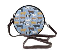 Conjunto de toros y vacas, animales de granja, ganado, mamíferos,Bolso de hombro de piel sintética, bolso cruzado redondo - Bolso circular para mujer