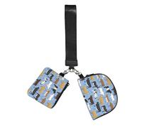 Conjunto de toros y vacas, animales de granja, ganado, mamíferos,Bolso de muñeca para deportes al aire libre, monedero portátil, cartera de muñeca con llavero desmontable