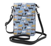 Conjunto de toros y vacas, animales de granja, ganado, mamíferos,Bolsos para celular para mujer, Bolsos para celular para mujer, bolsos pequeños cruzados - Cartera para celular de cuero sintético