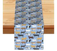 Conjunto de toros y Vacas, Animales de Granja, Ganado, mamíferos,Camino de Mesa de Lino sintético para el hogar, Fiestas, comedores, 33 x 183 cm