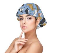 Conjunto de toros y vacas, animales de granja, ganado, mamíferos,Gorro de dormir de satén para adultos - Gorro de dormir elástico para mujer, cubrecabello nocturno