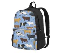 Conjunto de toros y vacas, animales de granja, ganado, mamíferos,Mochila con bolsillos, mochila informal para el día a día, resistente al agua, ideal para la escuela, viajes