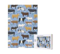 Conjunto de toros y Vacas, Animales de Granja, Ganado, mamíferos,Rompecabezas de Madera de 300 Piezas para Adultos y Adolescentes.