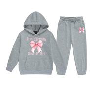 Conjunto de Traje Bebe niño Conjunto de Ropa para Niñas Sudadera con Capucha y Pantalones Deportivos de Invierno Forro Polar Cómodo Informal Estampado Elegante Infantil Adolescente