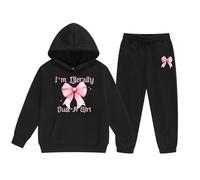 Conjunto de Traje Bebe niño Conjunto de Ropa para Niñas Sudadera con Capucha y Pantalones Deportivos de Invierno Forro Polar Cómodo Informal Estampado Elegante Infantil Adolescente