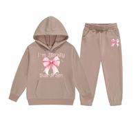 Conjunto de Traje Bebe niño Conjunto de Ropa para Niñas Sudadera con Capucha y Pantalones Deportivos de Invierno Forro Polar Cómodo Informal Estampado Elegante Infantil Adolescente