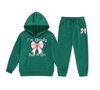 Conjunto de Traje Bebe niño Conjunto de Ropa para Niñas Sudadera con Capucha y Pantalones Deportivos de Invierno Forro Polar Cómodo Informal Estampado Elegante Infantil Adolescente