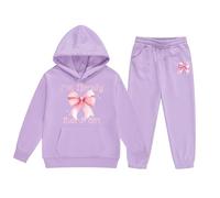 Conjunto de Traje Bebe niño Conjunto de Ropa para Niñas Sudadera con Capucha y Pantalones Deportivos de Invierno Forro Polar Cómodo Informal Estampado Elegante Infantil Adolescente