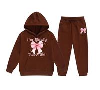 Conjunto de Traje Bebe niño Conjunto de Ropa para Niñas Sudadera con Capucha y Pantalones Deportivos de Invierno Forro Polar Cómodo Informal Estampado Elegante Infantil Adolescente