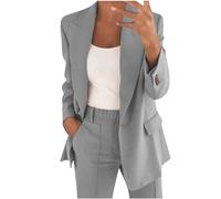Conjunto de traje blazer para mujer, trajes de 2 piezas para mujer, chaqueta de manga larga con botones, pantalones largos, color sólido, trajes de dos piezas, ropa de abrigo con solapa, blazer y