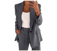Conjunto de traje blazer para mujer, trajes de 2 piezas para mujer, chaqueta de manga larga con botones, pantalones largos, color sólido, trajes de dos piezas, ropa de abrigo con solapa, blazer y