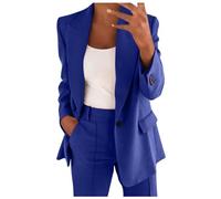 Conjunto de traje blazer para mujer, trajes de 2 piezas para mujer, chaqueta de manga larga con botones, pantalones largos, color sólido, trajes de dos piezas, ropa de abrigo con solapa, blazer y