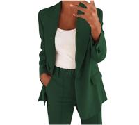 Conjunto de traje blazer para mujer, trajes de 2 piezas para mujer, chaqueta de manga larga con botones, pantalones largos, color sólido, trajes de dos piezas, ropa de abrigo con solapa, blazer y