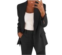 Conjunto de traje blazer para mujer, trajes de 2 piezas para mujer, chaqueta de manga larga con botones, pantalones largos, color sólido, trajes de dos piezas, ropa de abrigo con solapa, blazer y