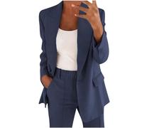 Conjunto de traje blazer para mujer, trajes de 2 piezas para mujer, chaqueta de manga larga con botones, pantalones largos, color sólido, trajes de dos piezas, ropa de abrigo con solapa, blazer y