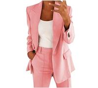 Conjunto de traje blazer para mujer, trajes de 2 piezas para mujer, chaqueta de manga larga con botones, pantalones largos, color sólido, trajes de dos piezas, ropa de abrigo con solapa, blazer y