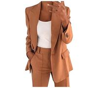 Conjunto de traje blazer para mujer, trajes de 2 piezas para mujer, chaqueta de manga larga con botones, pantalones largos, color sólido, trajes de dos piezas, ropa de abrigo con solapa, blazer y