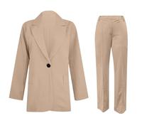 Conjunto de traje blazer para mujer, trajes de 2 piezas para mujer, chaqueta de manga larga con botones, pantalones largos, color sólido, trajes de dos piezas, ropa de abrigo con solapa, blazer y