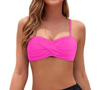 Conjunto de traje de baño Tankini Diadema para mujer Top sin tirantes y parte inferior de bikini coordinado, rosa fuerte, L