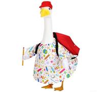 Conjunto de traje de ganso para decoración de césped de regreso a clases, 4 piezas de ropa de ganso para porche con sombrero de vestir, bolsa, lápiz para jardín, patio, estatua para disfraz