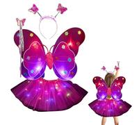 Conjunto de traje de para niña, conjunto de traje de para niña con alas de | Incluye una y una diadema de alas de falda LED para