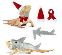 Conjunto de traje de tiburón con sombrero de Papá Noel para reptil, ropa de lagarto, disfraz de tiburón dragón barbudo, accesorios de ropa de Navidad de Halloween