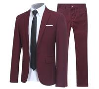 Conjunto de traje de tres piezas para hombre con corbata de camisa y pantalones para eventos formales, bodas y ocasiones de negocios, estilo clásico de caballero (3XL, rojo)