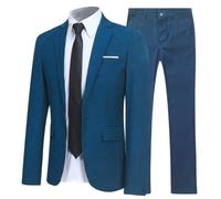 Conjunto de traje de tres piezas para hombre con corbata de camisa y pantalones para eventos formales, bodas y ocasiones de negocios, estilo clásico de caballero (3XL azul)