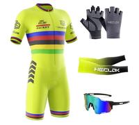Conjunto de Traje de triatlón de Manga Corta para Hombre，Traje de Ciclismo Acolchado de una Pieza para，Traje de Ciclismo de Secado rápido MTB Mono Racing,Ciclismo, Carrera, natación. (TYP-8,L)