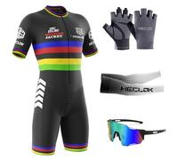 Conjunto de Traje de triatlón de Manga Corta para Hombre，Traje de Ciclismo Acolchado de una Pieza para，Traje de Ciclismo de Secado rápido MTB Mono Racing,Ciclismo, Carrera, natación. (TYP-1,L)
