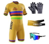 Conjunto de Traje de triatlón de Manga Corta para Hombre，Traje de Ciclismo Acolchado de una Pieza para，Traje de Ciclismo de Secado rápido MTB Mono Racing,Ciclismo, Carrera, natación. (TYP-7,M)
