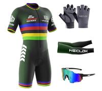 Conjunto de Traje de triatlón de Manga Corta para Hombre，Traje de Ciclismo Acolchado de una Pieza para，Traje de Ciclismo de Secado rápido MTB Mono Racing,Ciclismo, Carrera, natación. (TYP-5,5XL)