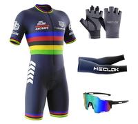 Conjunto de Traje de triatlón de Manga Corta para Hombre，Traje de Ciclismo Acolchado de una Pieza para，Traje de Ciclismo de Secado rápido MTB Mono Racing,Ciclismo, Carrera, natación. (TYP-3,L)