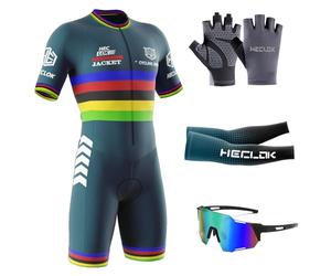 Conjunto de Traje de triatlón de Manga Corta para Hombre，Traje de Ciclismo Acolchado de una Pieza para，Traje de Ciclismo de Secado rápido MTB Mono Racing,Ciclismo, Carrera, natación. (TYP-6,XL)