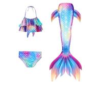 Conjunto de Trajes de baño de 3 Piezas para niñas, Traje de baño con Top, Braga Bikini niña y Falda de baño, Bikini niña, Ropa de baño 5-12 años