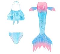 Conjunto de Trajes de baño de 3 Piezas para niñas, Traje de baño con Top, Braga Bikini niña y Falda de baño, Bikini niña, Ropa de baño 5-12 años