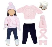 Conjunto de trajes de invierno, ropa para muñecas de 18 pulgadas Ropa linda para muñecas americanas Trajes de punto Incluye suéteres Pantalones Sombreros Guantes Zapatos Bufandas para invierno