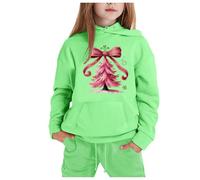 Conjunto de trajes de Navidad genéricos con capucha y pantalón de manga larga con estampado de Navidad CuHK para niños (Light Green,2-3 años)