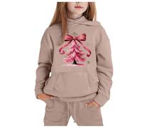 Conjunto de trajes de Navidad genéricos con capucha y pantalón de manga larga con estampado de Navidad CuHK para niños (Khaki,2-3 años)