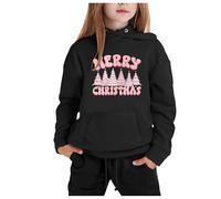 Conjunto de trajes de Navidad genéricos para muñecas, con capucha y pantalón de manga larga, estampado de Navidad CuHK, para niños (negro, 2-3 años)