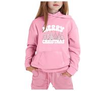 Conjunto de trajes de Navidad genéricos para muñecas con capucha y pantalones de manga larga con estampado de Navidad CuHK para niños (2-3 años)