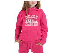 Conjunto de trajes de Navidad genéricos para muñecas con capucha y pantalones de manga larga con estampado de Navidad CuHK para niños (3-4 años)