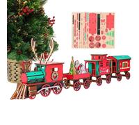 Conjunto De Tren De Madera Puzzle De Construcción 3D Mini Retro Pintado Hecho