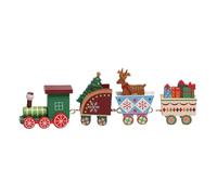 Conjunto de Trenes de Madera Miniatura - Adorno Navidad en Mesa con Tren pequeño de Madera, Adornos Lindos navideños, ornamentación para Navidad y Regalos, Recuerdos para Fiestas navideñas