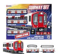 Conjunto de trenes: locomotora eléctrica educativa, juguete de juego de ferrocarril retro, motor de iluminación | Juego de metro interactivo con sonidos y luces realistas para niños de 4 a 10 años, re